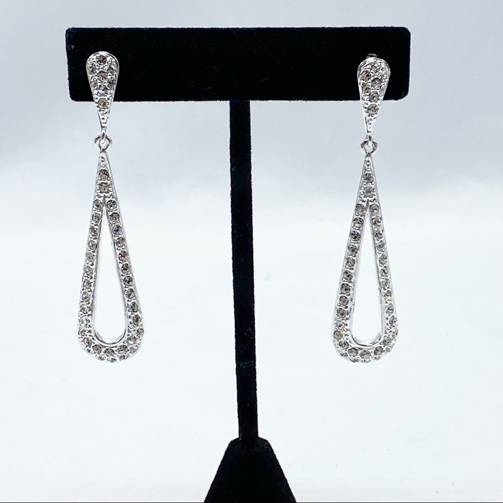 Premier Designs Clear Rhinestone Teardrop Dangle Earrings NEW